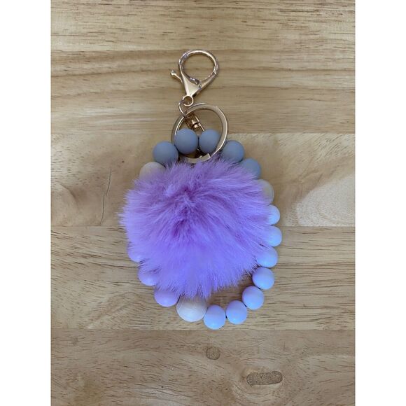 🎀2/$20🎀 Purple and Grey Silicone Beaded Keychain Wristlet - Picture 5 of 6